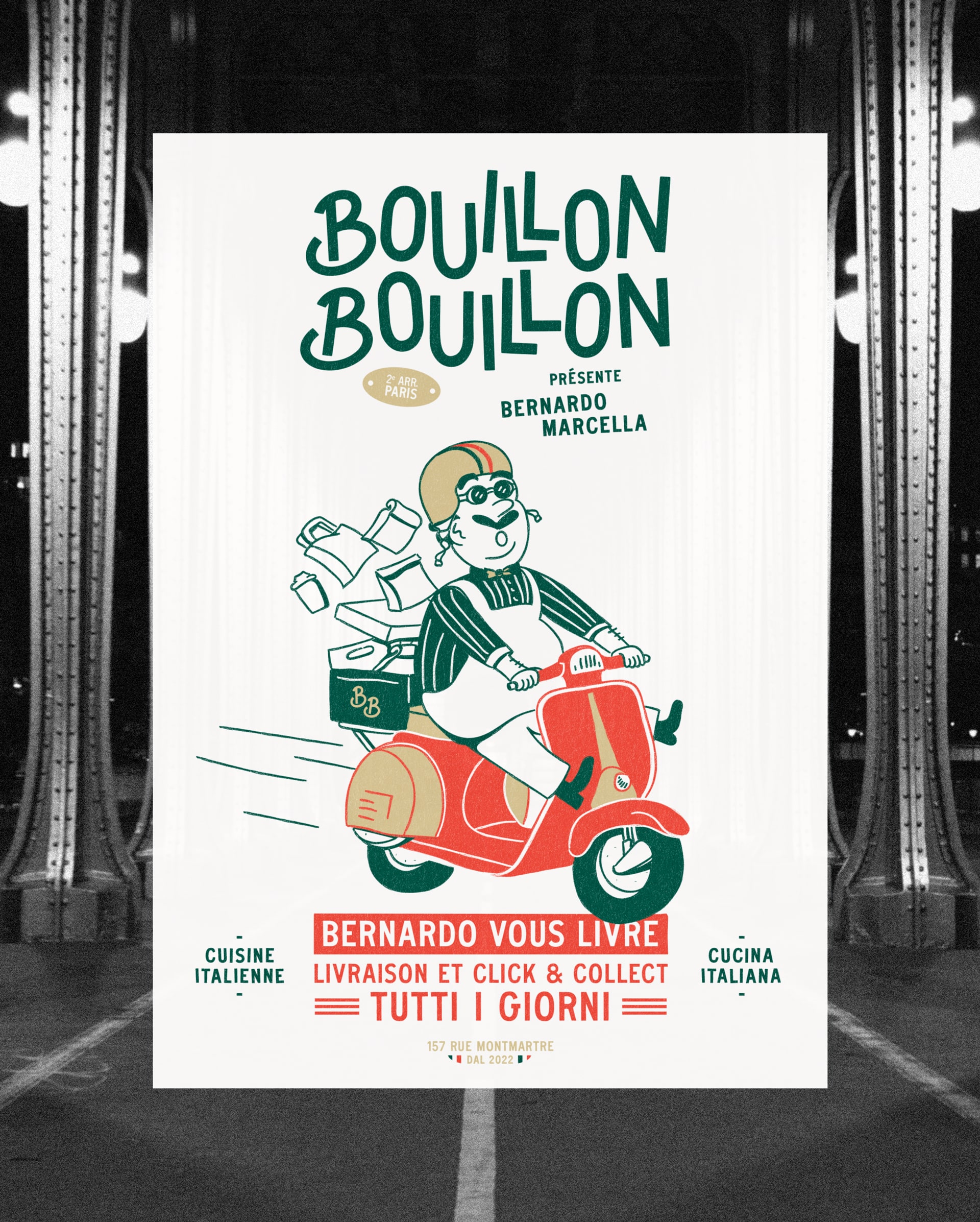 Bouillon Bouillon : branding of an italian bouillon restaurant in paris © Pierre d'Alteroche