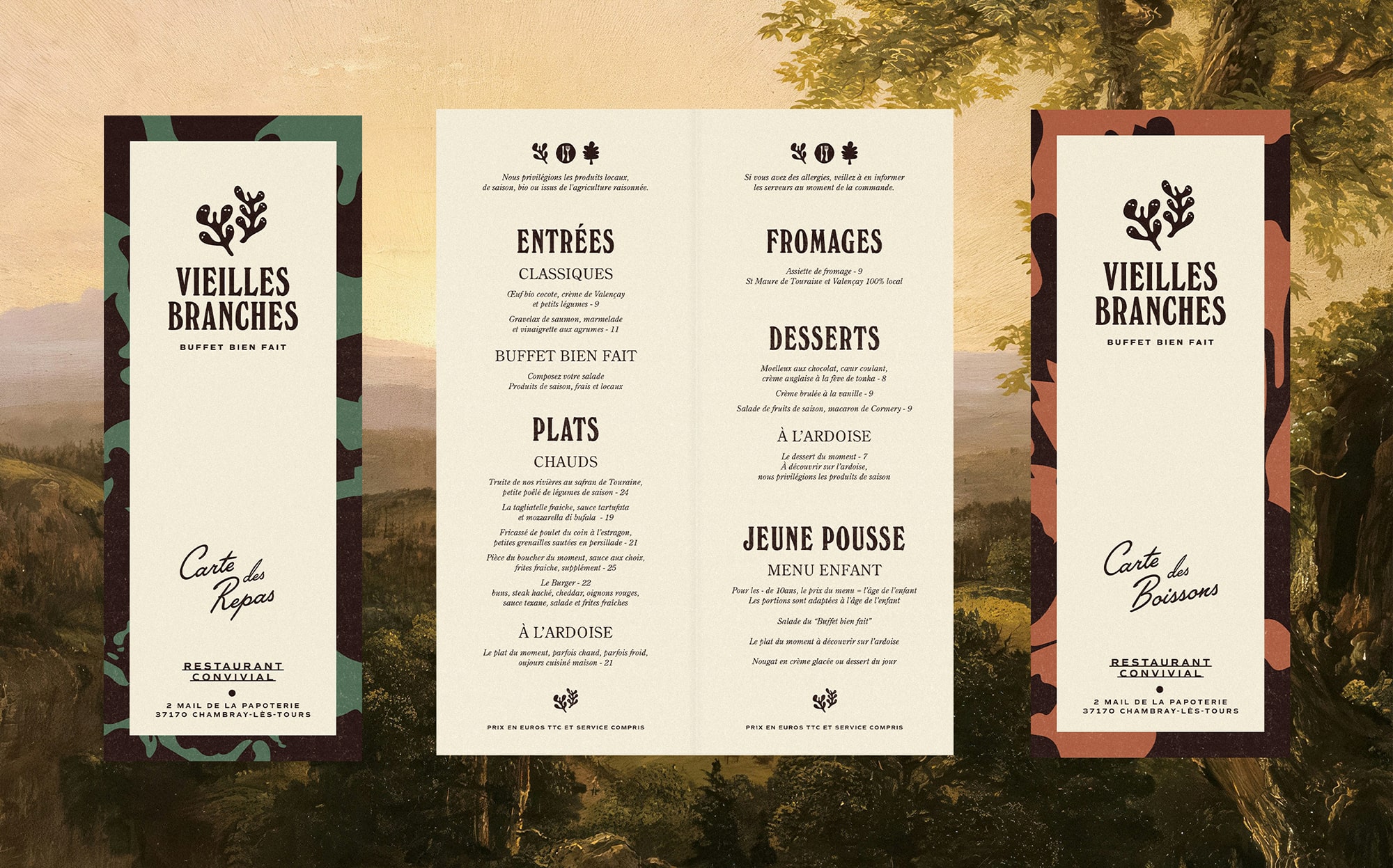 Vieilles Branches : branding of a restaurant in Chambray-les-Tours, France © Pierre d'Alteroche